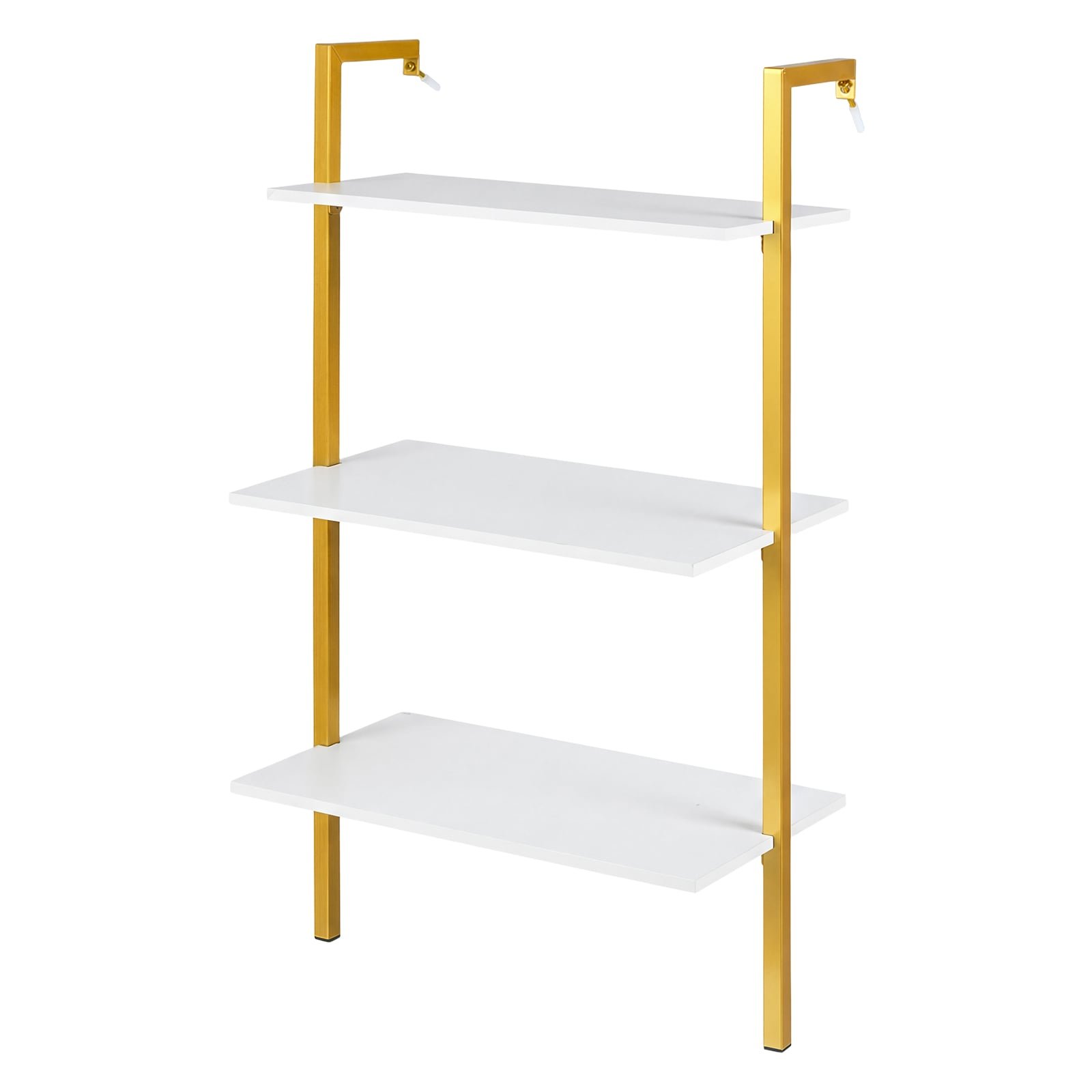 Trijų lygių sieninė lentyna su metaliniu rėmu (Balta)