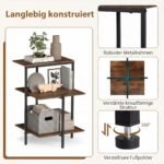 Trijų pakopų šoninis staliukas su atviromis lentynomis (Rustikali ruda)