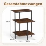 Trijų pakopų šoninis staliukas su atviromis lentynomis (Rustikali ruda) – Paveikslėlis 2