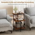 Trijų pakopų šoninis staliukas su atviromis lentynomis (Rustikali ruda) – Paveikslėlis 4