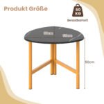 Trikampis svetainės staliukas su rustikaliu medienos paviršiumi (Ruda + Juoda) – Paveikslėlis 2