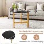 Trikampis svetainės staliukas su rustikaliu medienos paviršiumi (Ruda + Juoda) – Paveikslėlis 5