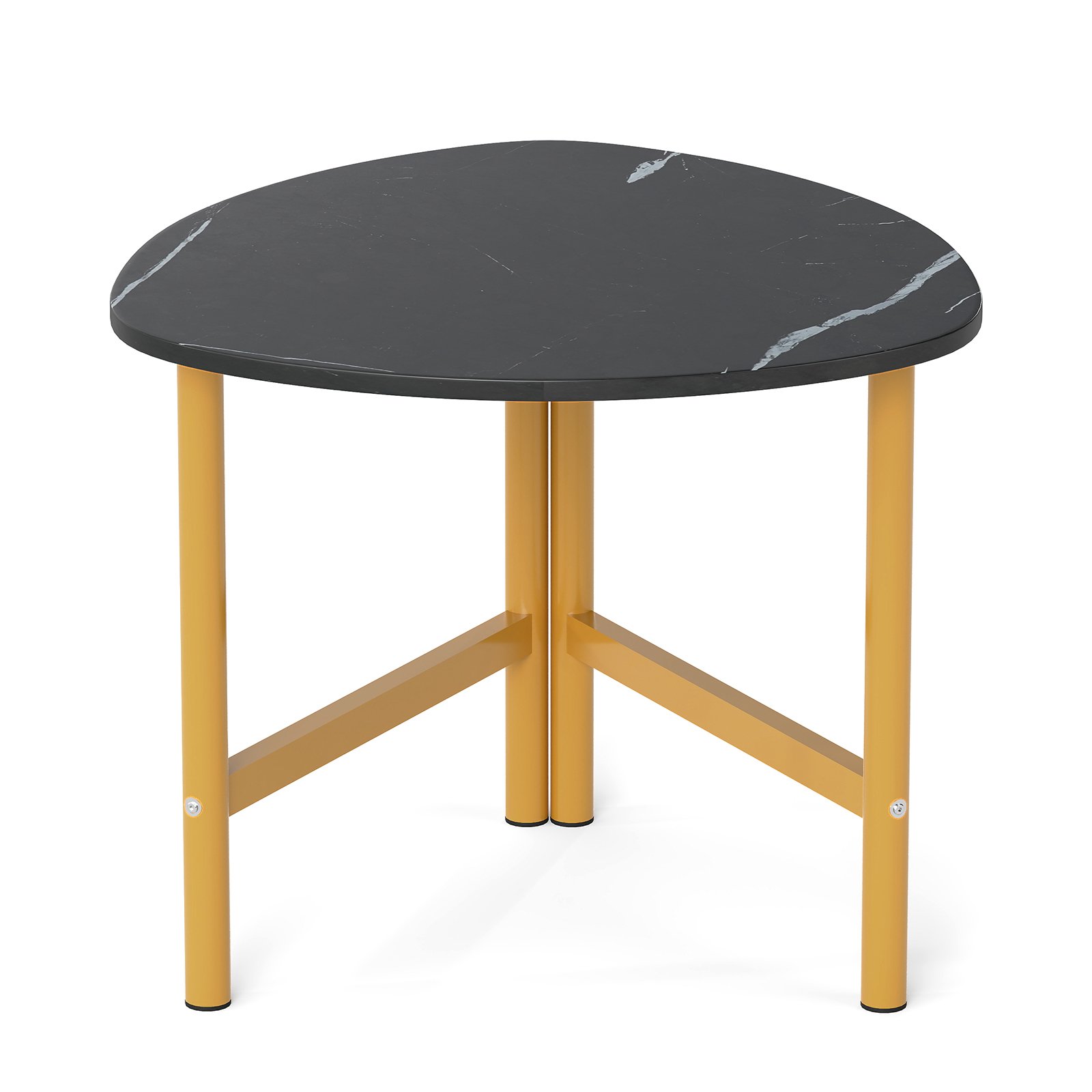 Trikampis svetainės staliukas su rustikaliu medienos paviršiumi (Ruda + Juoda)