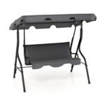 Trivietės sūpynės su reguliuojamu stogeliu (Pilka)