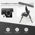 Trivietės sūpynės su reguliuojamu stogeliu (Pilka) – Paveikslėlis 3