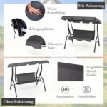 Trivietės sūpynės su reguliuojamu stogeliu (Pilka) – Paveikslėlis 4