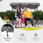 Trivietės sūpynės su reguliuojamu stogeliu (Pilka) – Paveikslėlis 5