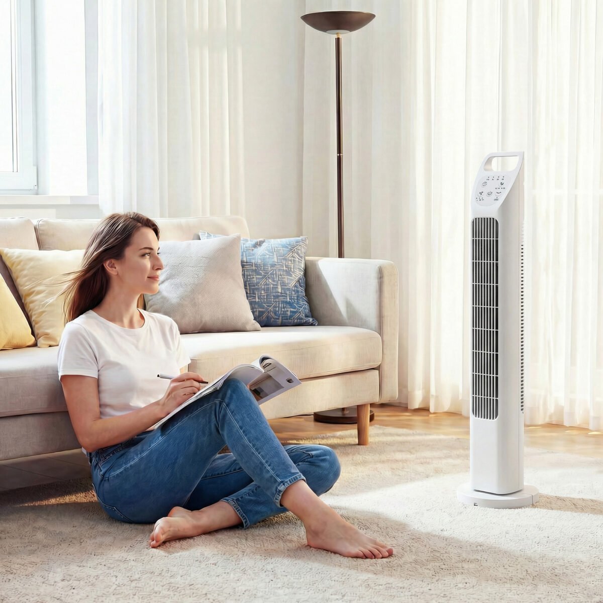 Tylus bokštinis ventiliatorius su nuotolinio valdymo pulteliu ir laikmačiu – Paveikslėlis 2