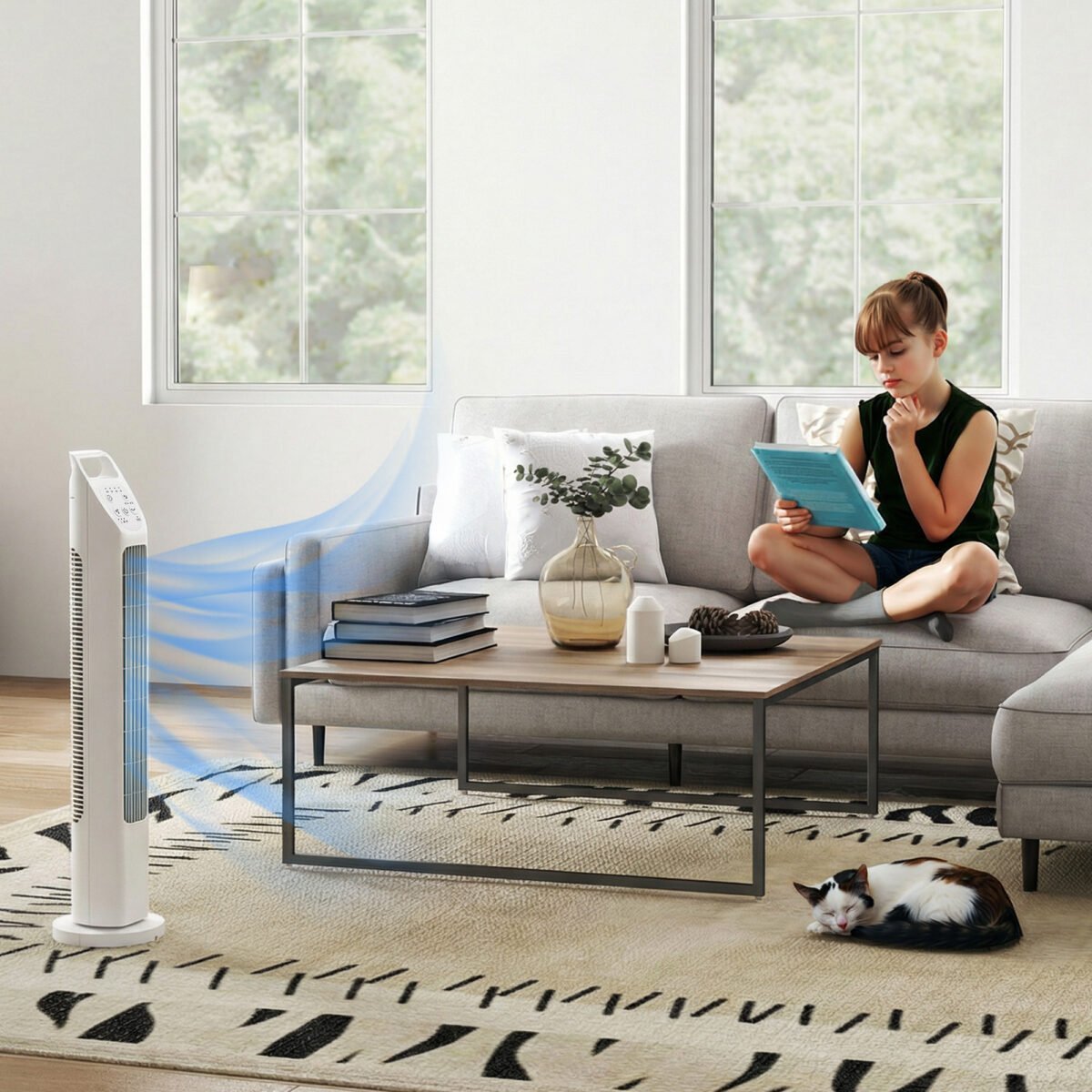 Tylus bokštinis ventiliatorius su nuotolinio valdymo pulteliu ir laikmačiu – Paveikslėlis 8