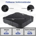 Užpildomas kvadratinis skėčio stovas su ratukais iš HDPE (Juoda) – Paveikslėlis 5