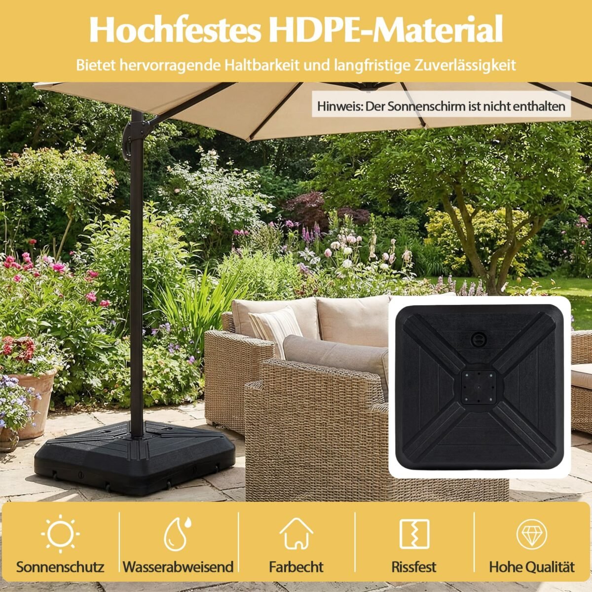 Užpildomas skėčio stovas su ratukais (Juoda) – Paveikslėlis 2