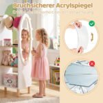 Vaikiška drabužių ir daiktų spinta su ceidrodžiu ir apšvietimu (Balta) – Paveikslėlis 5