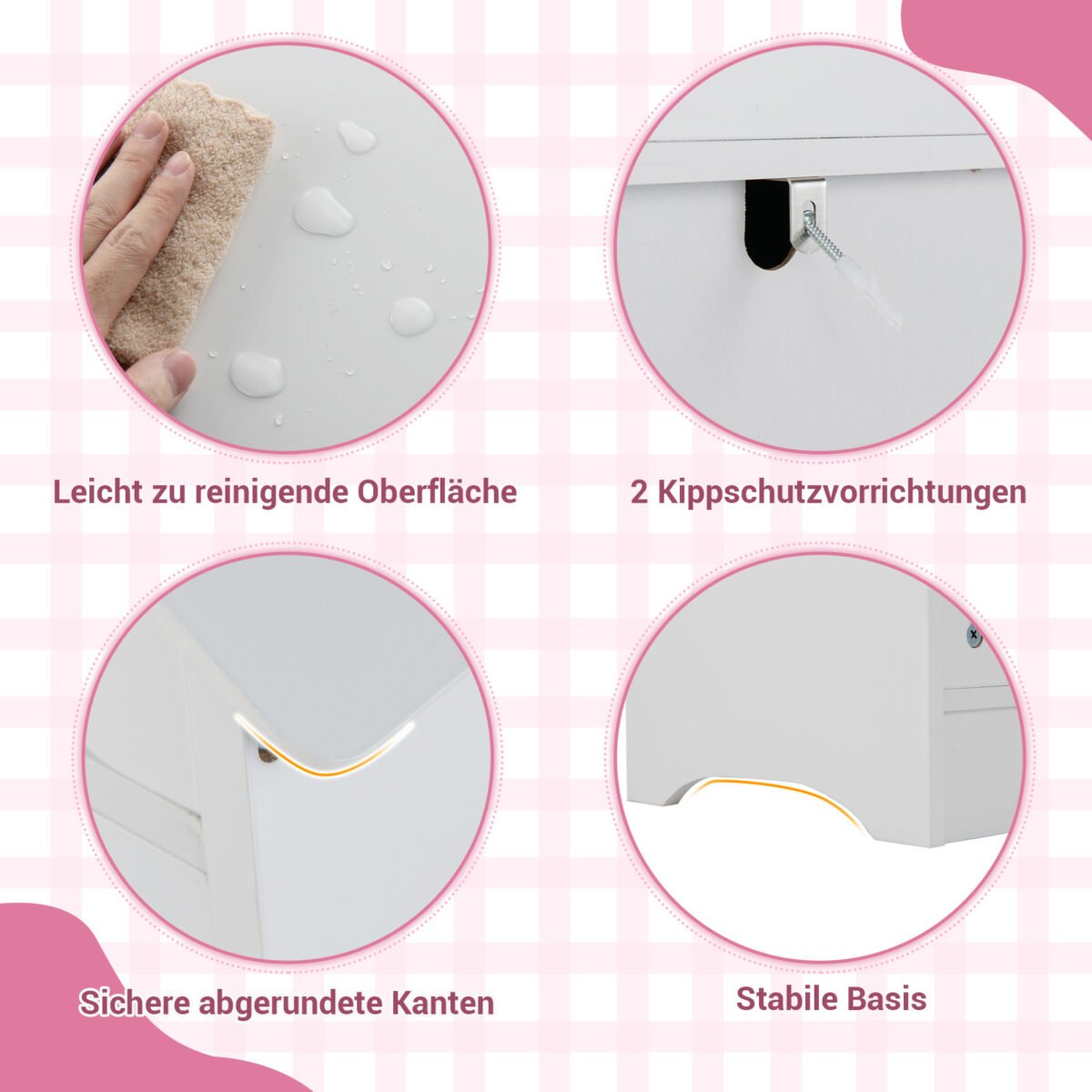 Vaikiška stogo formos spinta su veidrodžiu ir atvira drabužių kabykla (Balta) – Paveikslėlis 3