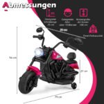 Vaikiškas Chopper stiliaus motociklas su muzika ir pagalbiniais ratukais (Rožinė) – Paveikslėlis 5