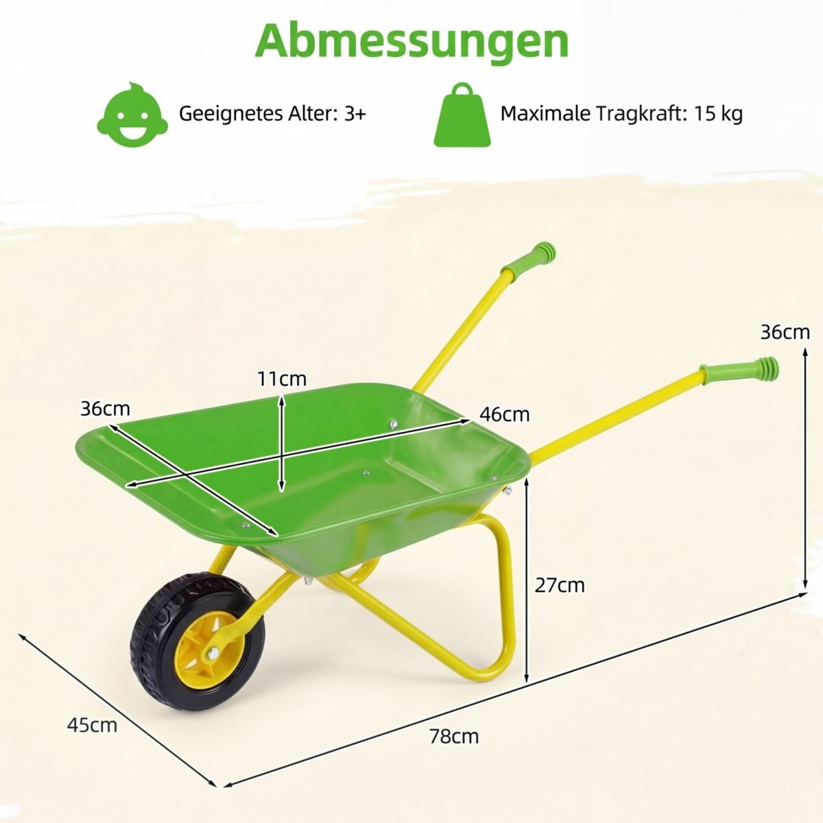 Vaikiškas karutis su patvariomis padangomis (Žalia) – Paveikslėlis 2