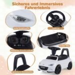 Vaikiška paspiriama mašinėlė su apsauga nuo apvirtimo ir daiktadėže (Balta) – Paveikslėlis 3