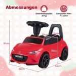 Vaikiška mašinėlė paspirtukas su apsauga nuo apvirtimo ir daiktadėže po sėdyne (Raudona) – Paveikslėlis 2