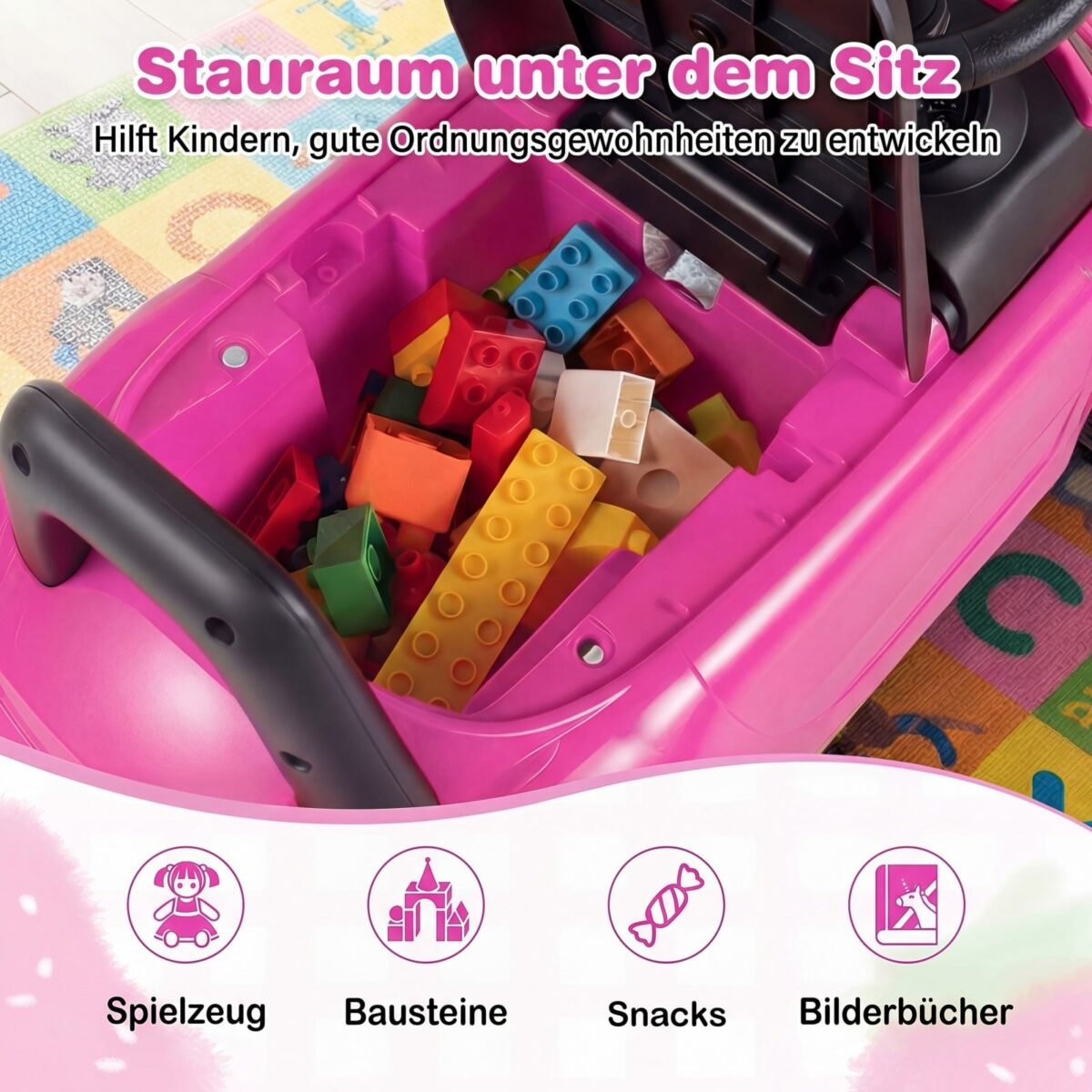 Vaikiškas paspirtukas su šviečiančiais žibintais ir apsauga nuo apvirtimo (Rožinė) – Paveikslėlis 4