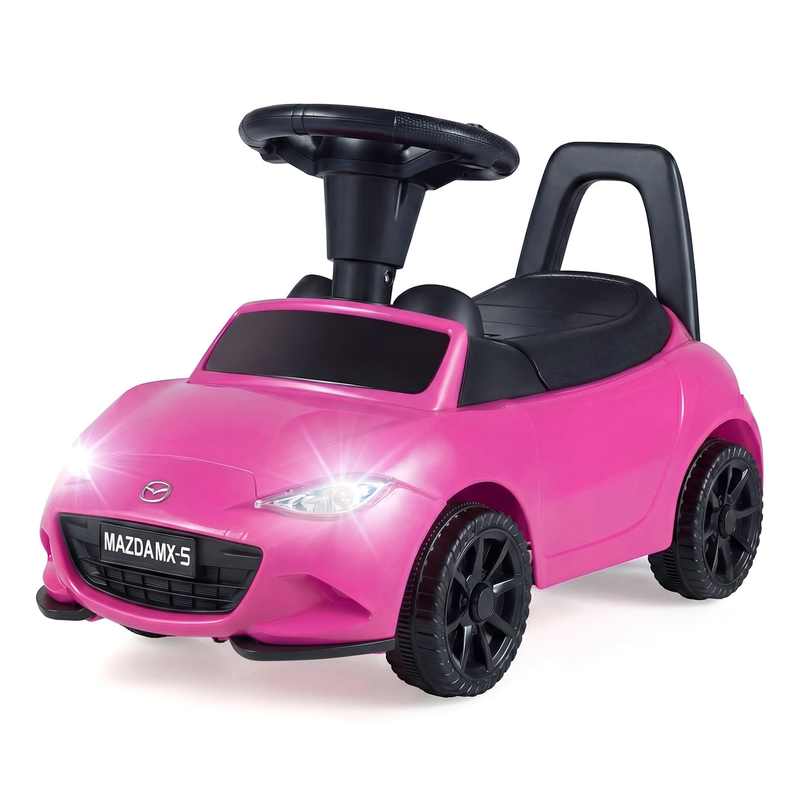 Vaikiškas paspirtukas su šviečiančiais žibintais ir apsauga nuo apvirtimo (Rožinė)