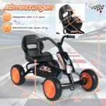 Vaikiškas pedalinis kartingas su reguliuojama sėdyne (Juoda) – Paveikslėlis 2