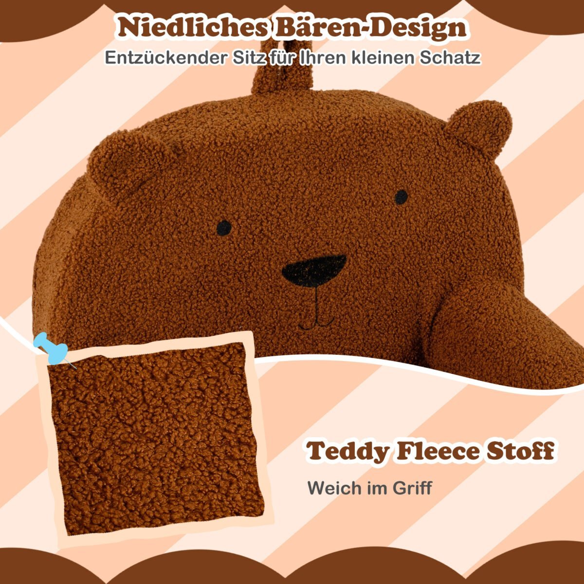 Vaikiškas fotelis Meškutis (Ruda) – Paveikslėlis 2