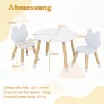 Vaikiškas stalas su 2 varlytės formos atlošų kėdutėmis (Balta) – Paveikslėlis 5