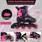 Vaikiški reguliuojami riedučiai su šviečiančiais ratukais pradedantiesiems EU 30-33 (Rožinė) – Paveikslėlis 3