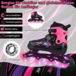 Vaikiški reguliuojami riedučiai su šviečiančiais ratukais pradedantiesiems EU 30-33 (Rožinė) – Paveikslėlis 4