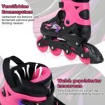 Vaikiški reguliuojami riedučiai su šviečiančiais ratukais pradedantiesiems EU 30-33 (Rožinė) – Paveikslėlis 5