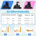 Vaikiški riedučiai su 4 reguliuojamais dydžiais ir šviečiančiais ratukais 32-36 (EU) (Juoda ir balta) – Paveikslėlis 2