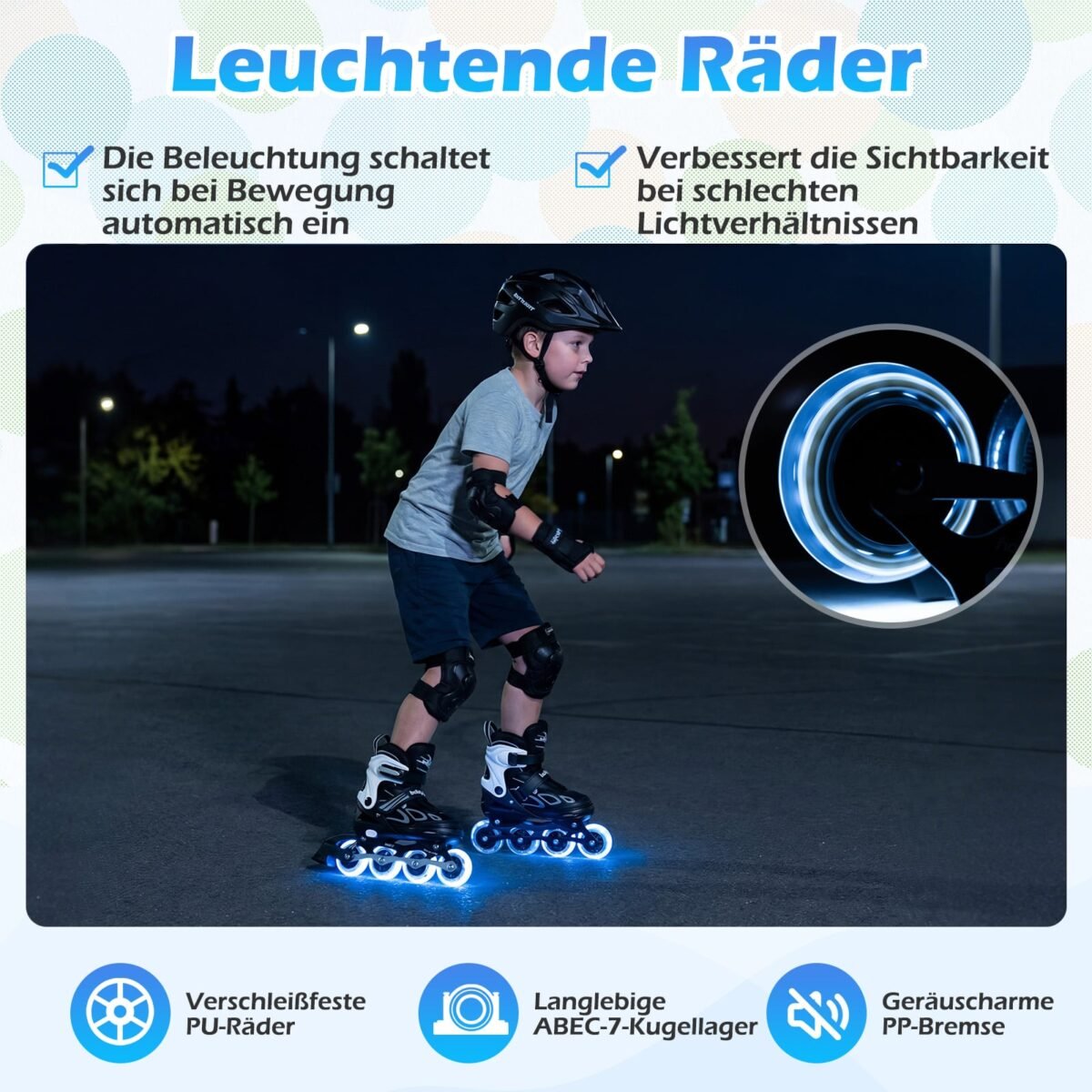 Vaikiški riedučiai su 4 reguliuojamais dydžiais ir šviečiančiais ratukais 32-36 (EU) (Juoda ir balta) – Paveikslėlis 4