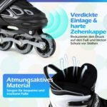 Vaikiški riedučiai su 4 reguliuojamais dydžiais ir šviečiančiais ratukais 32-36 (EU) (Juoda ir balta) – Paveikslėlis 5