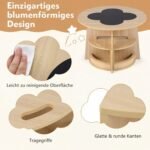 Vaikų apvalus stalas su 4 kėdėmis ir integruotomis dėtuvėmis (Natūrali)