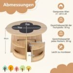 Vaikų apvalus stalas su 4 kėdėmis ir integruotomis dėtuvėmis (Natūrali) – Paveikslėlis 4