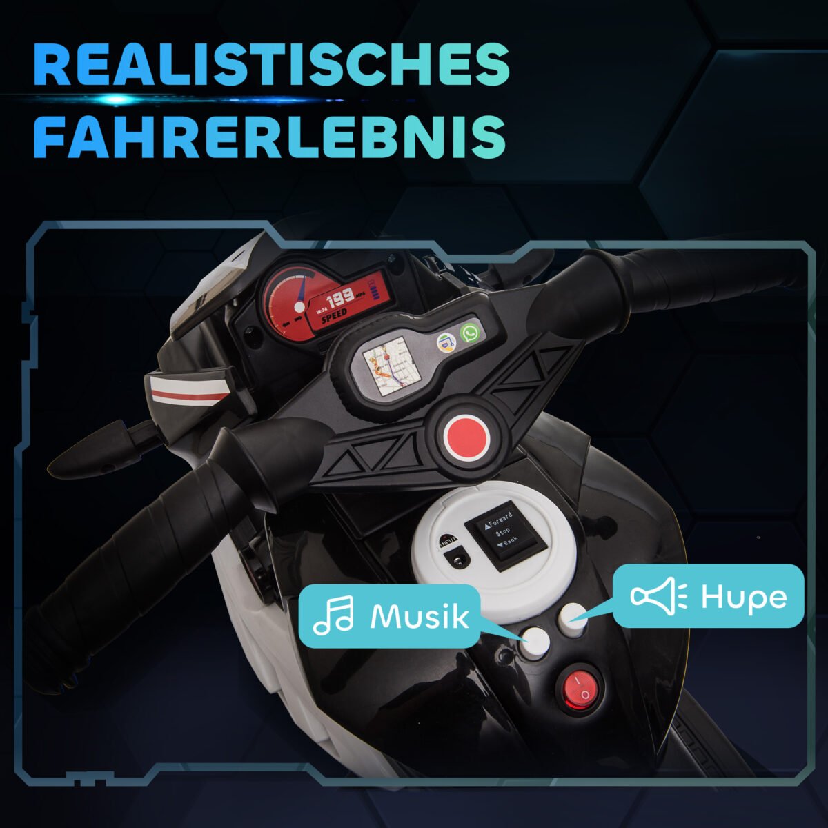 Vaikų elektrinis motociklas su šviesomis ir garsais – Paveikslėlis 4