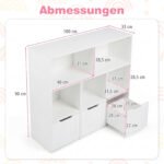 Vaikų spintelė ant ratukų su atvirais skyriais ir stalčiais (Balta) – Paveikslėlis 2