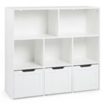 Vaikų spintelė ant ratukų su atvirais skyriais ir stalčiais (Balta)