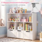 Vaikų spintelė ant ratukų su atvirais skyriais ir stalčiais (Balta) – Paveikslėlis 3