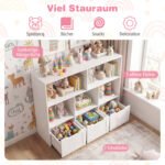 Vaikų spintelė ant ratukų su atvirais skyriais ir stalčiais (Balta) – Paveikslėlis 4