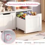 Vaikų spintelė ant ratukų su atvirais skyriais ir stalčiais (Balta) – Paveikslėlis 5