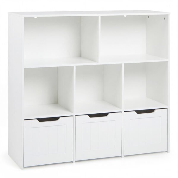 Vaikų spintelė ant ratukų su atvirais skyriais ir stalčiais (Balta)