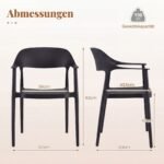 Valgomojo kėdė su porankiais atspari oro sąlygoms (Juoda) – Paveikslėlis 2