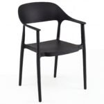 Valgomojo kėdė su porankiais atspari oro sąlygoms (Juoda)