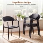 Valgomojo kėdė su porankiais atspari oro sąlygoms (Juoda) – Paveikslėlis 5