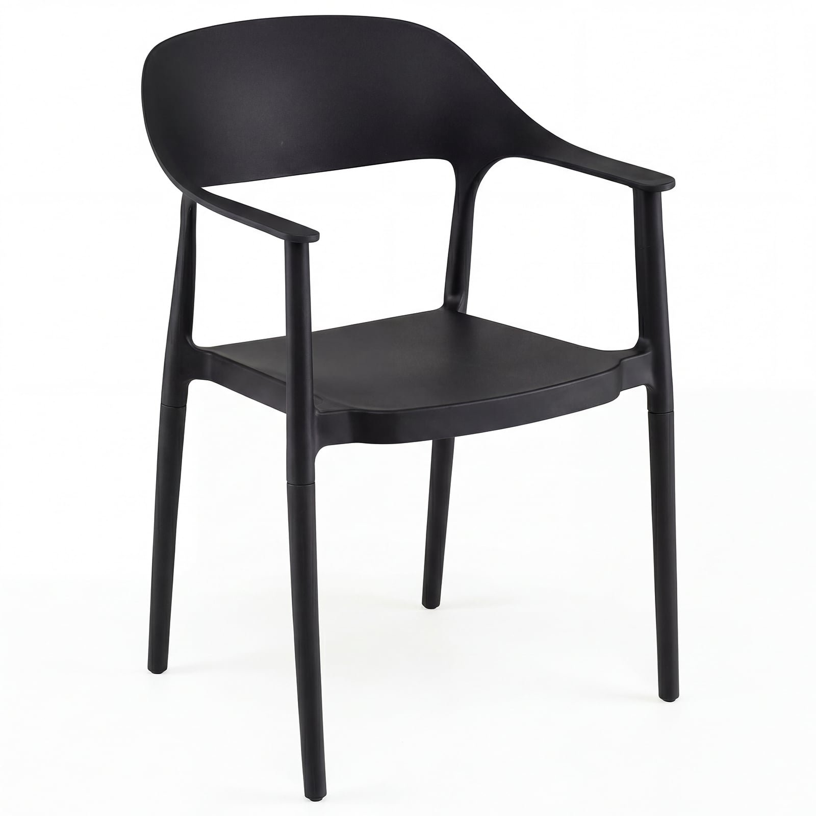 Valgomojo kėdė su porankiais atspari oro sąlygoms (Juoda)