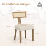 Valgomojo kėdė su ratano atlošu ir paminkštinta sėdyne (Smėlio) – Paveikslėlis 3