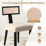 Valgomojo kėdė su rotango atlošu ir paminkštinta sėdyne (Juoda)