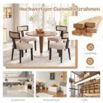 Valgomojo kėdė su rotango atlošu ir paminkštinta sėdyne (Juoda) – Paveikslėlis 3