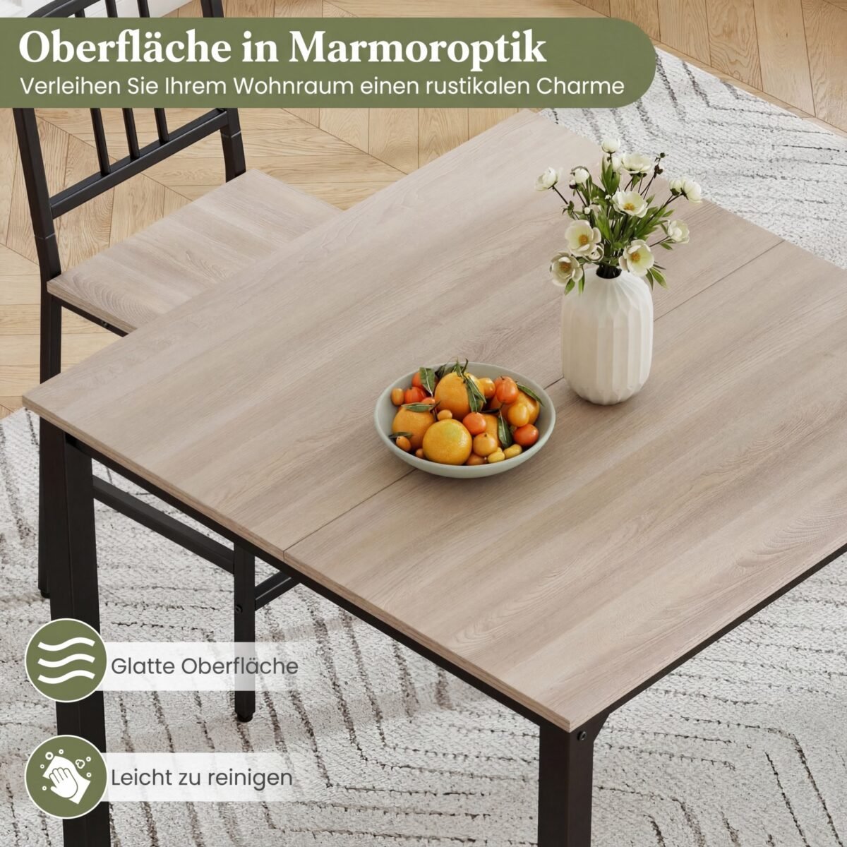 Valgomojo komplektas: prekystalio aukščio stalas ir 4 baro kėdės (Pilka) – Paveikslėlis 3