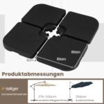 Vandeniu ar smėliu pildomas sodo skėčio pagrindas (Juoda)